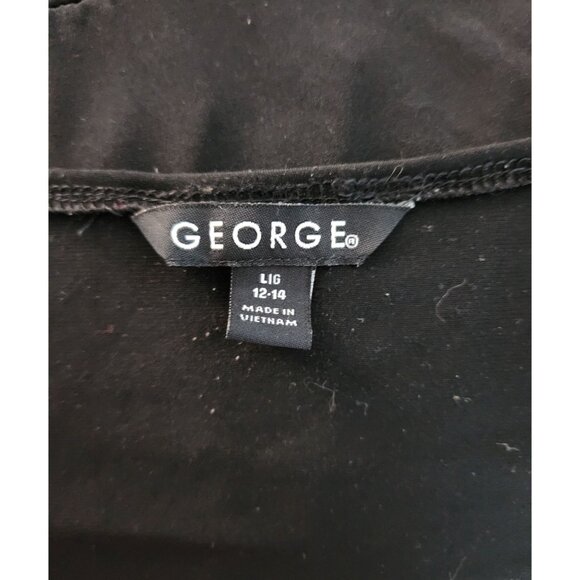 George Womens Black Short Sleeve Surplice Top Size L 12-14 - Picture 3 of 4